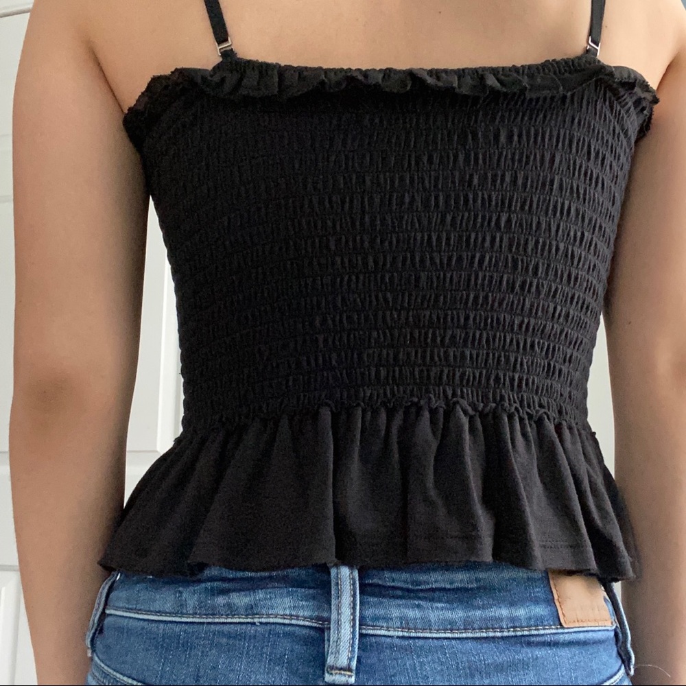 Abercrombie Black Ruched Button Up Ruffle Tank - Picture 4 of 7